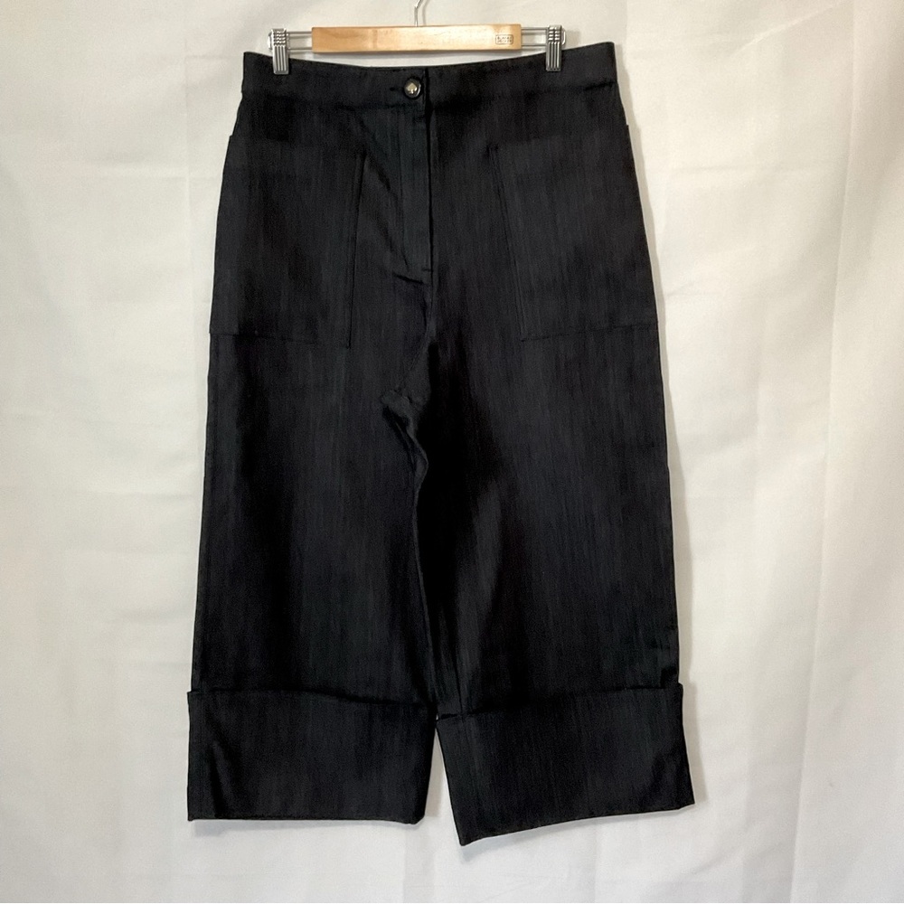 Kate Spade cuffed wide leg high waist cropped denim blue indigo jeans size 12